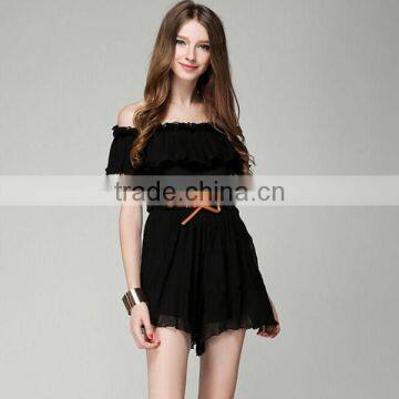 New Fashion Boat Neck Adult Short Sleeve White Color Ladies Summer Rompers photo-5