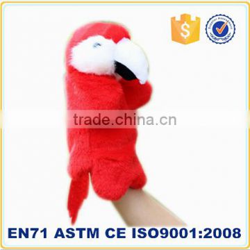 Hot desigh cheap bird hand puppets plush parrot hand puppet