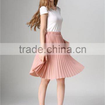 2017 Slim Elastic High Waist Skirt Skater Skirt Pleated Skirts LC8193-W photo-6