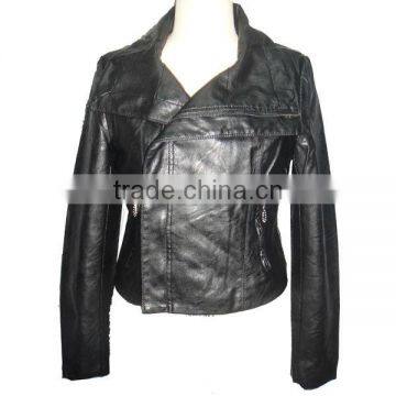 Side fly cheap leather jacket for women trendy leather jackets China manufacturer