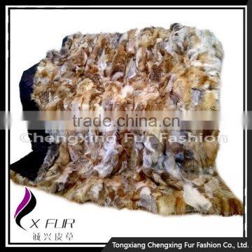 CX-D-83 Patchwork Silver Fox Fur Throw Fur Blanket