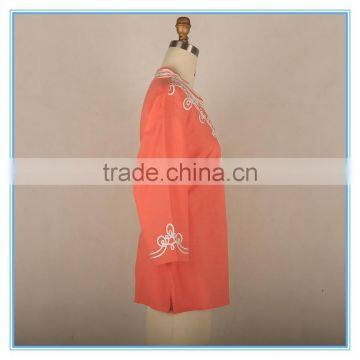 Hot Cotton Linen Clothing Plus Size Blouse Neck Embroidery Design photo-3