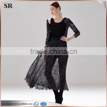 Ladies Fashion Long Skirt Mesh Pattern Cotton Perspective Skirt SR-P9963 photo-2