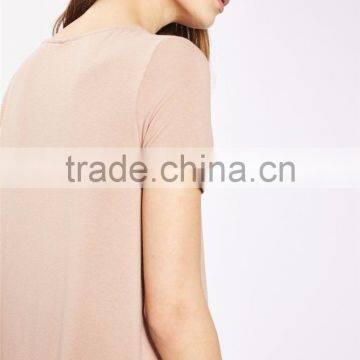 MGOO New Launched 100% Cotton Cross Straps V Neck Women T Shirts Plain Longline Loose Fit T-shirt photo-5