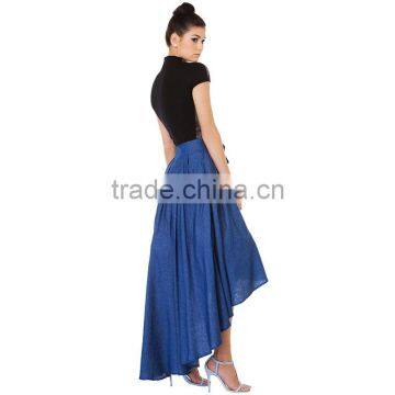MGOO High Quality Cotton Women Vintage Blue Bow Skirts Front Short Back Long Skirt Princess Fashion 15146B618 photo-2