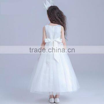 2017 Bulk Sale White Embroidery Dress Long Flower Girl Dresses photo-2