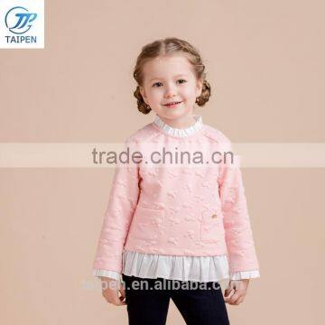 Girls Knitted t Jacquard t Shirt Whith Pleated Hem Kids Long Sleeve Pullover Clothing Wholesale photo-2