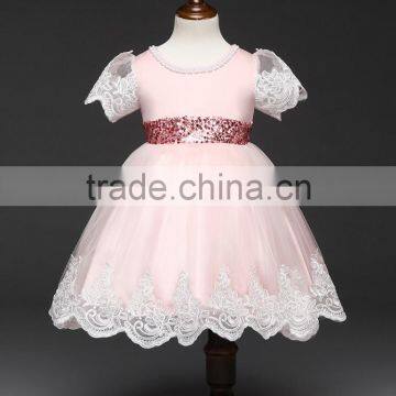 Girls Short Sleeved Wedding Dress Big Bow Dress Lace Wedding Dress Bridal photo-3