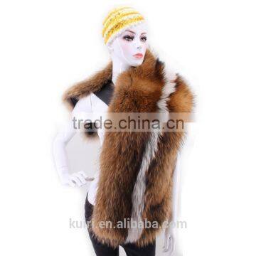 Women's Real Fox Fur Shawl Knitted Fox Fur Pashmina With Pocket Warm Women Scarf photo-3
