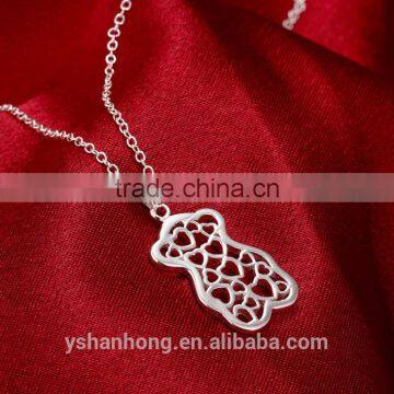 Fashion 925 Silver Bear Pendant Sautoir Wholesale Creative Hollow Out photo-3