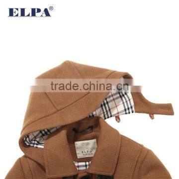 ELPA Tan Wool Long Slim Fit Winter Overcoat With Removable Cap for Boy photo-6