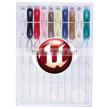 Pocket Pre-Threaded Sewing Kit - has 10 pre-threaded needles with assorted thread colors, 2 buttons and a safety pin