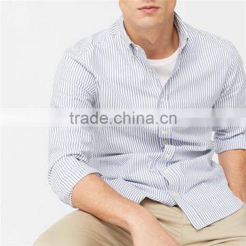 2017 OEM Men Buttoned Collar Button Closure Slim-fit Bengal Stripe Shirt photo-4