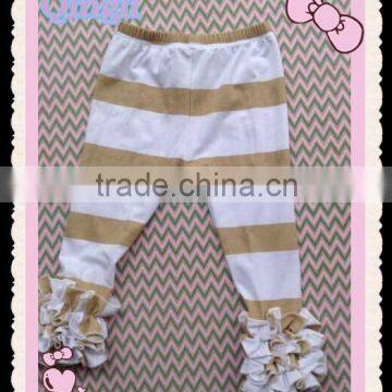 XF-226 wholesale 100% cotton baby girl striped icing triple ruffles legging pants