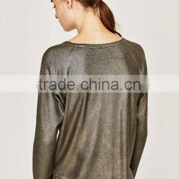 Women's Metallic Yarn Mondren Knitting Loose Sweater With High Quality photo-4