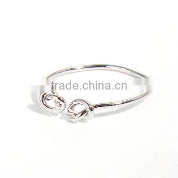 Copper Open Adjustable Rings Silver Tone Love Knot