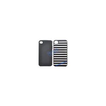 Detachable Stripes TPU Case for iPhone 4(Black)