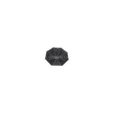 3 Fold Safety Windproof Black Golf Umbrella With LED Torch Handle