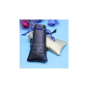 Top selling high quality emboss logo leather jewelry pouch , faux leather pouch