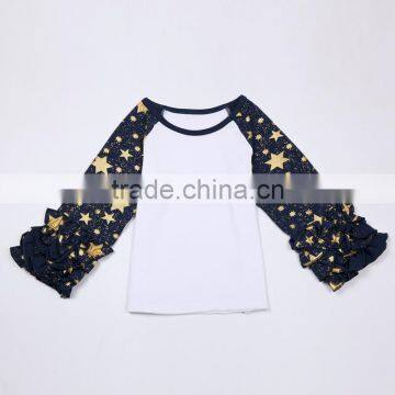 New Design Figure Gold Star Printing Newborn Baby Ruffle Leggings Knit Clothes Wholesales photo-3