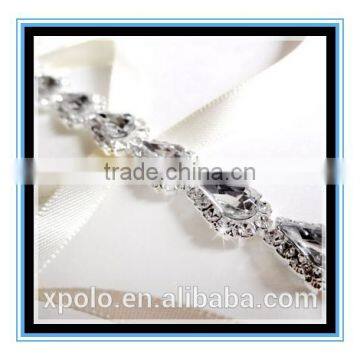 2016 Fashion Teardrop Rhinestone and White or Ivory Satin Ribbon Bridal Headband Yiwu Wholesale photo-3