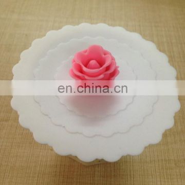 Cute Promotional Gift Rose Silicone Suction Seal Lid Cup Cover For Mug Cup