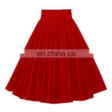 latest design swing maxi size skirt for women midi red skirt with pocket