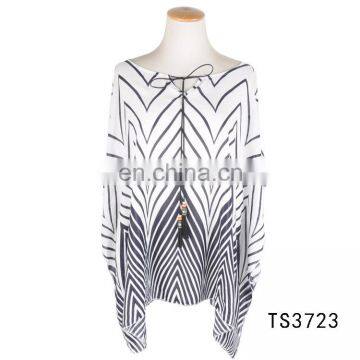 TOROS wholesale casual women summer geometric stripe poncho top