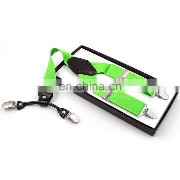 Fashion box packing men's 3.5cm 4 clips Green color suspenders