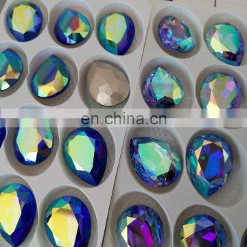 Crystal Glass Jewelry Stones AB Drop Shape For Jewelry Making