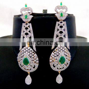 2016 Bollywood Style Dangle earring - Wholesale American diamond earring - Party wear Earring - American Diamond Jewellery