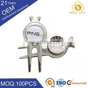 Personalized golf divot repair tool pitch fork with ball mark