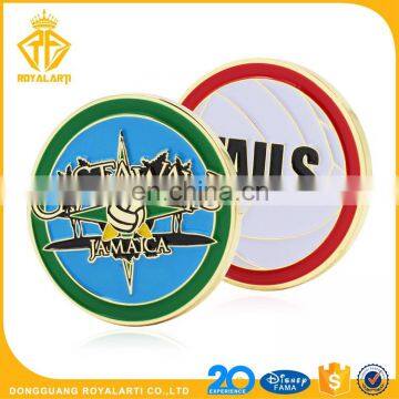 Promotional Custom Soft Enamel Volleyball Coin in Gold Finish