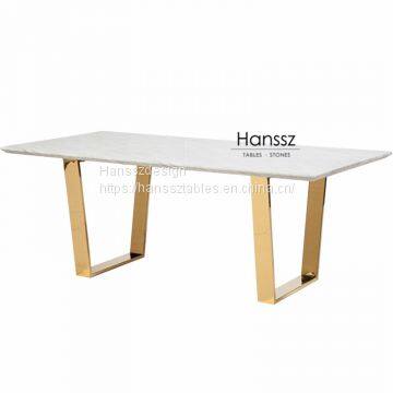 Marble top modern room stainless steel dining table