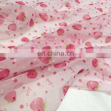 China supplier fruit design printed chiffon fabric for garment