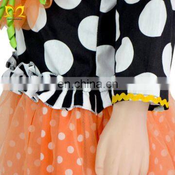 Baby Black White Dots Pumpkin Outfit Halloween Costumes For Kids Boutique Girl Clothing photo-5