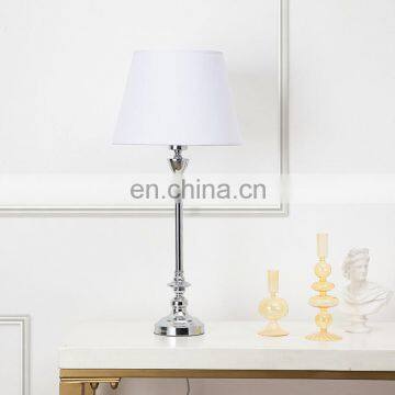 Korean style decorative ornaments bedroom bedside lighting cylindrical silver-plated white metal reading lamp