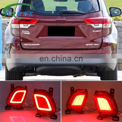 2PCS reflector For Toyota Highlander 2015 2016 2017 2018 2019 LED Rear Bumper Light Fog Lamp Brake Light Turn Signal