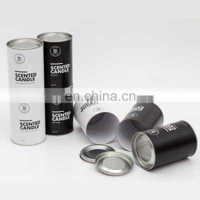 candle paper tube packaging candle gift box with tin lid