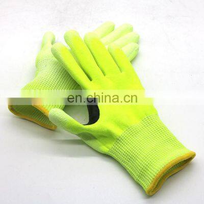 Yellow Stainless Steel HPPE Double Knit A4 Cut Resistant Glove With PU Palm for Metal Fabrication