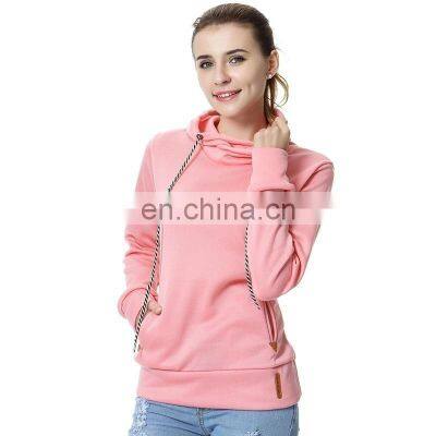 Wholesale Custom Women's Hooded Sweater Long Sleeve Casual Loose Sports Pure Color Hoodie Casual and Comfortable photo-3
