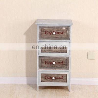 Indoor Solid Wood Vintage 4 Drawers Storage Cabinet