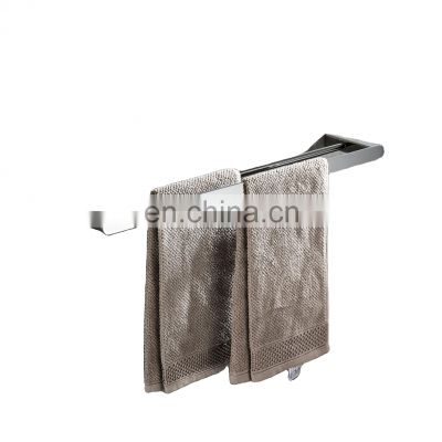 Luxury Wall mounted chromed bathrooms accessories stainless steel double hanger towel bars rack holder set metal