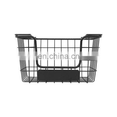Rectangular Black Laundry Large Mesh Foldable Egg Carbon Steel Birdcage Wholesale Stackable Handmade Fruit Metal Wire Basket photo-4