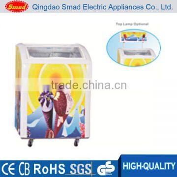 commercial display top open ice cream freezer