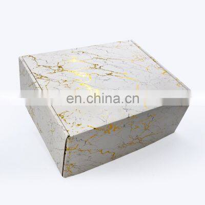 Folded Corrugated Paper Cardboard Clothing Shoes Packing Custom Printed LOGO Marbling Luxury Shipping Packaging Paper Box photo-2