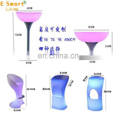 Modern Colors Changing Coffee Bar Table/High Night Bar Table and Chairs Set 16 Color Change Wireless Illuminated Led Table