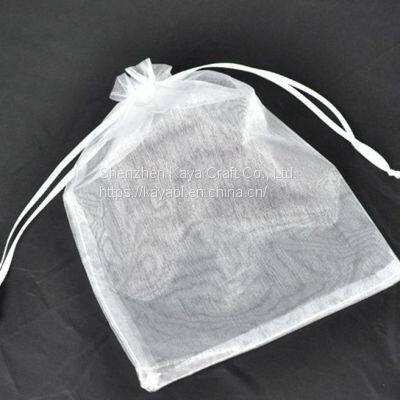 White Drawstring Pouch Christmas Wedding Voile Gift Bag