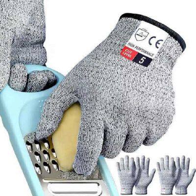 En388 Cut Resistant Knit Wrist Gloves Hand Protection Kitchen Cut Level 5 Protection Cut Resistant Glove