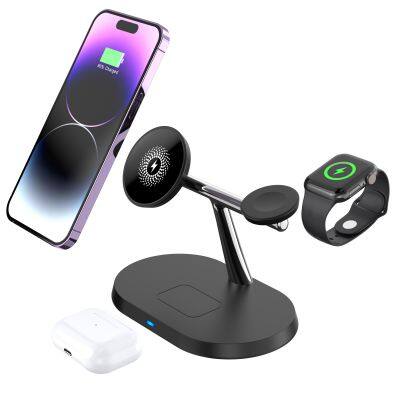 15W Fast Charge 3-in-1 Wireless Charger Supports Wireless Charging of Mobile Phones, Earphones and Watches ABS